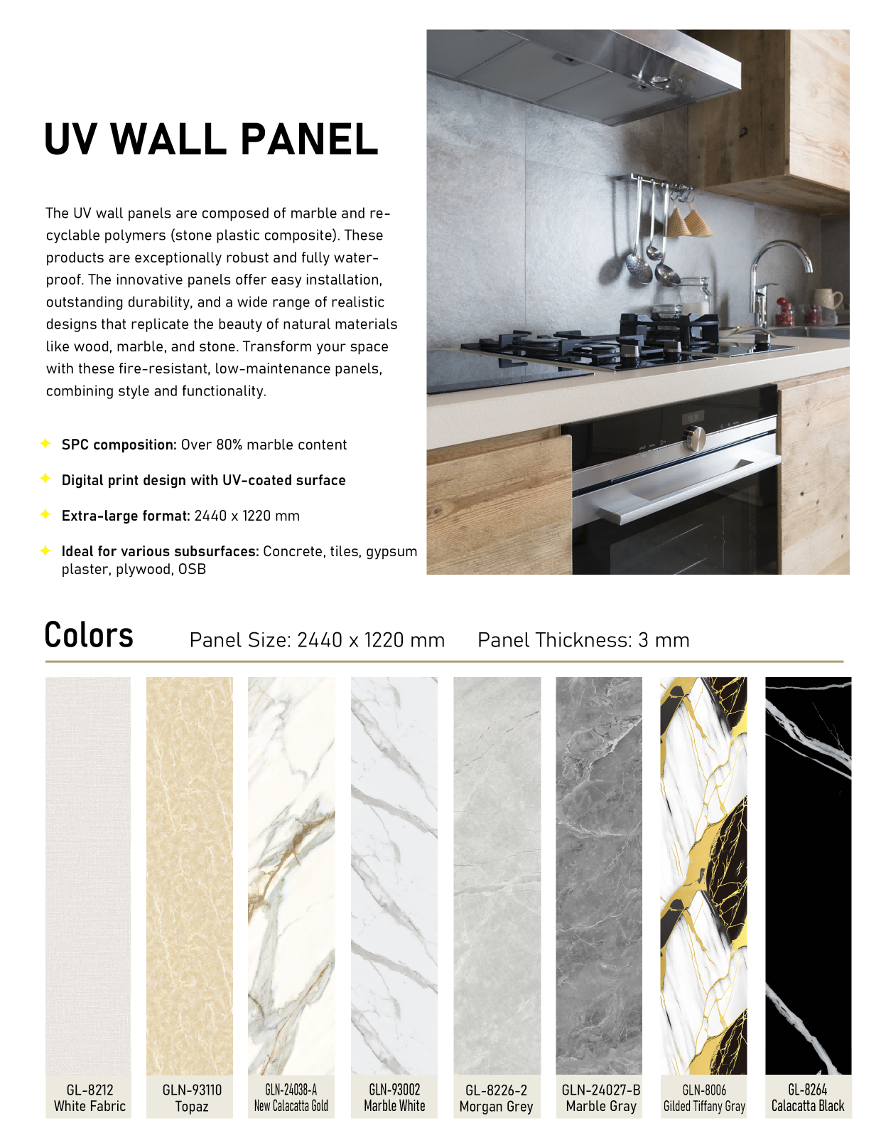 White Fabric Indoor Waterproof SPC UV Wall Panel
